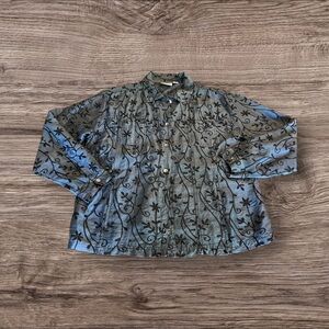 Chico’s Design Women’s 100% Silk Embroidered Top Size 3 Large